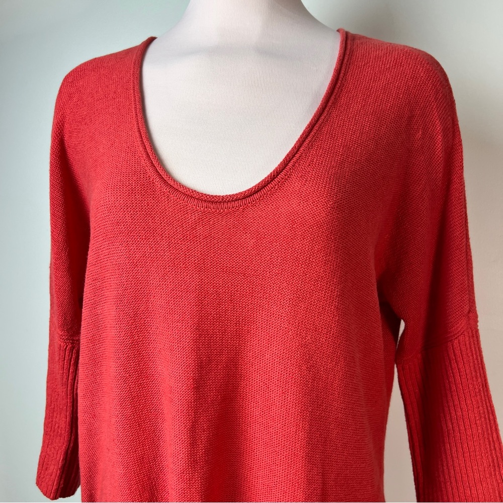 Moth Red Scoop Neck Sweater | Size Medium | Cotton Silk Blend | Anthropologie - Picture 4 of 11